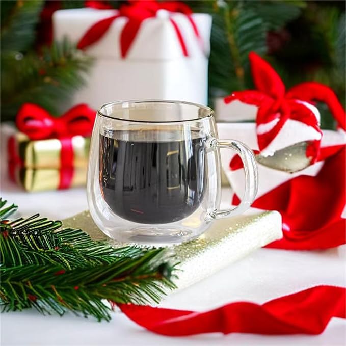 CNGLASS 10oz Double Walled Glass Coffee Mugs, Glass Espresso Mugs - Image 9