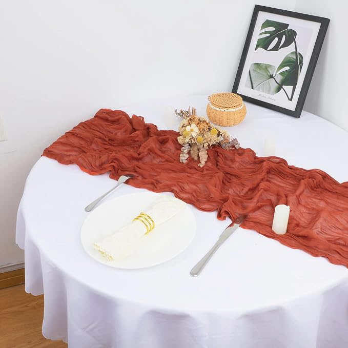 Snowkingdom 6PCS 10Ft Fall Thanksgiving Table Runner Terracotta Rust - Image 7
