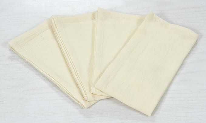 Accent Home 100% Cotton Napkins, Delicate Cloth Napkins for Dinners, Parties and Weddings,18 x 18 Inch Set of 6 - Ivory