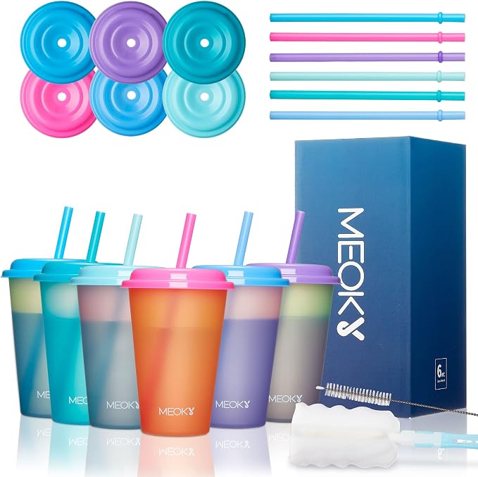 Meoky Color Changing Cups with Lids and Straws - Image 7