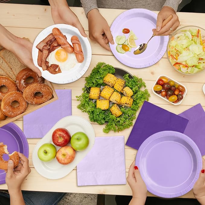 CMUSKO Lavender Party Supplies-60Pcs Purple Plates and Napkins Kit Gradient - Image 6