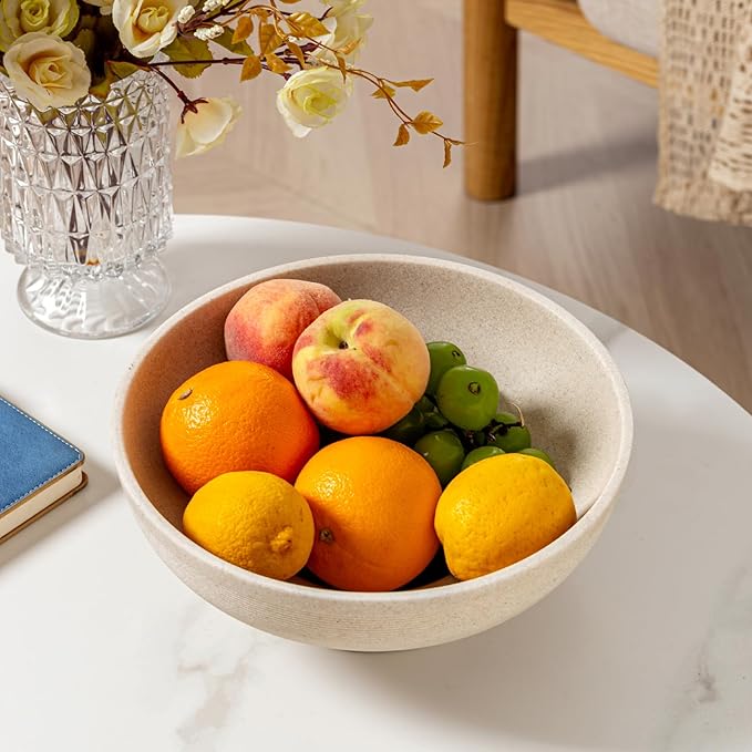 Large Decorative Fruit Bowl, 10.43" Modern Snack Candy Bowl Beige | Sandstone - Image 7