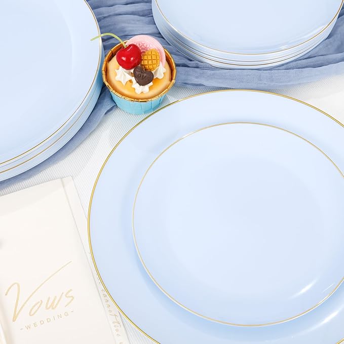 PULOTE 100PCS Blue Plastic Plates - Image 9