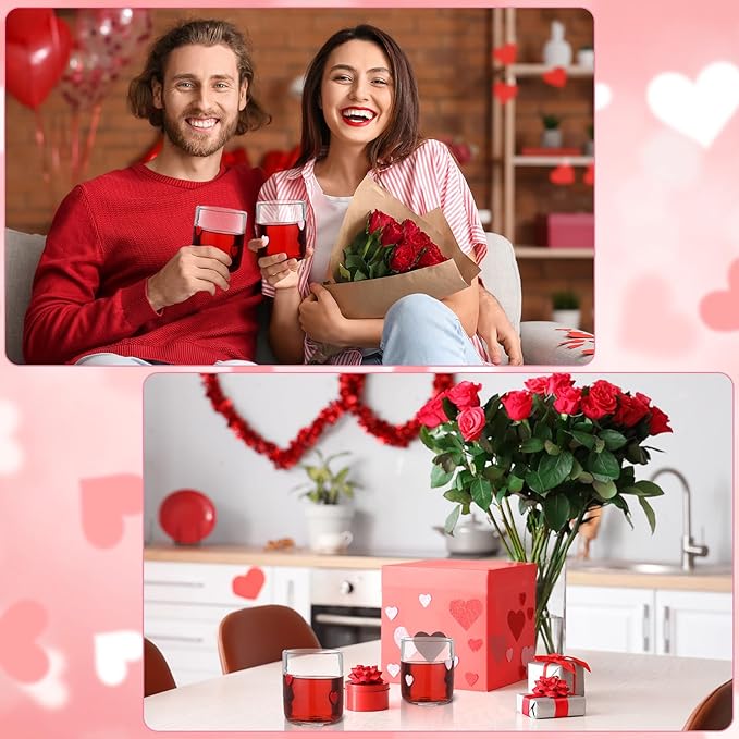 SiliFine 2 Pcs Heart Icon Juice Glasses - 14oz Love Heart Stemless Wine - Image 7