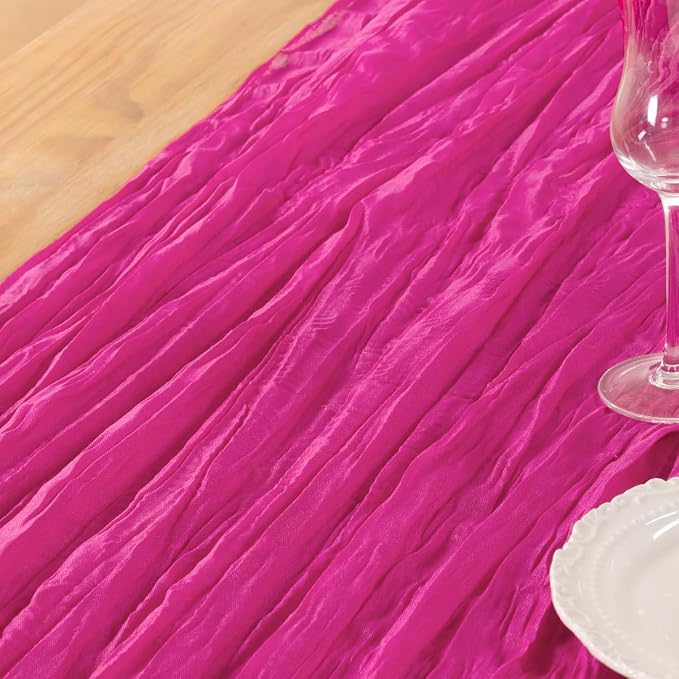 DeZerlor Hot Pink Cheesecloth Table Runners 6 Pack Summer Boho Runners | - Image 6