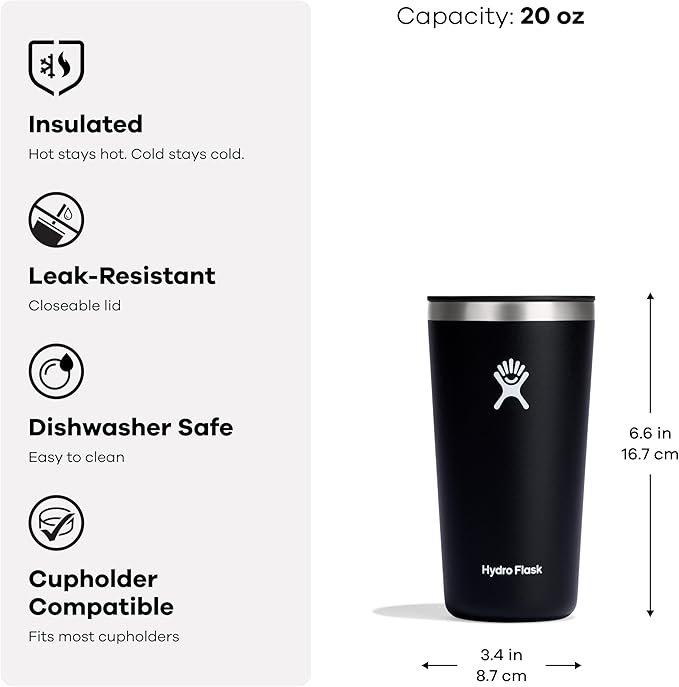 Hydro Flask All Around Tumbler Press-in Lid, Insulated Travel Mug, Stainless - Image 6