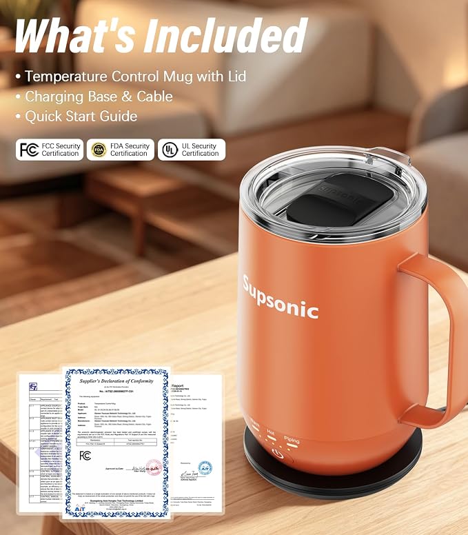 Supsonic - 16oz Self Heating Coffee Mug, Smart Heated Coffee Mug Faster - Image 8