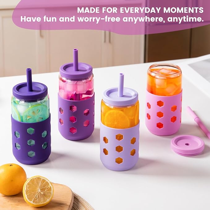 Mrsdry 16 oz Glass Cups with Lids and Straws - Image 9