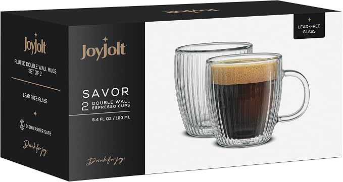 JoyJolt Fluted Glass Espresso Cups, 5.4oz Espresso Cup - Image 9