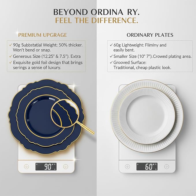 KIRE 210Pcs Navy Blue Plastic Plates - Image 12