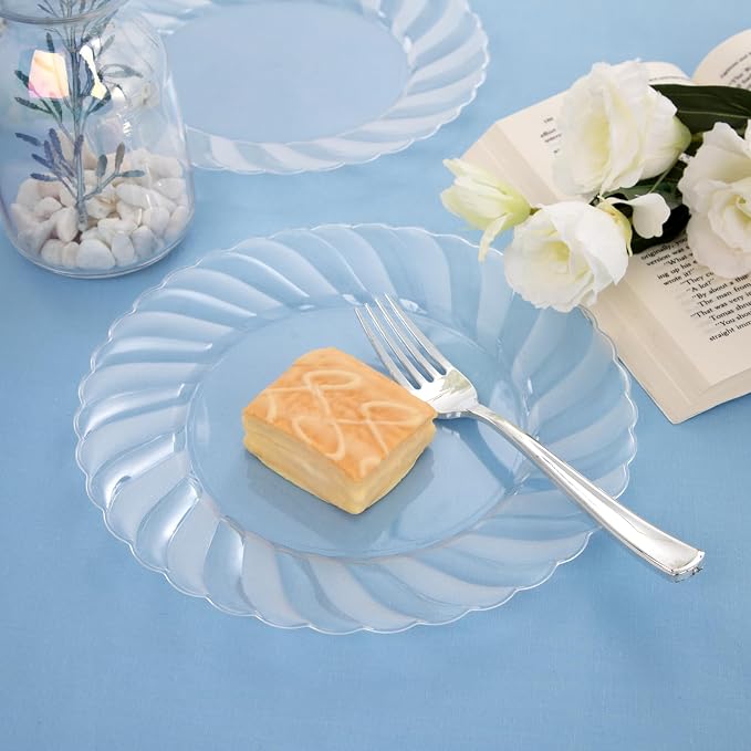 U-QE 60 Pieces Clear Plastic Plates - Image 8