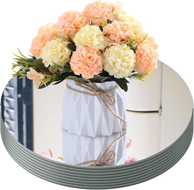 12" Round Mirror Centerpieces for Table, 12Pcs Glass Mirror Table Centerpieces,Glass Mirrors Centerpiece for Wedding Decorations,Parties,Baby Shower, 2mm Thick