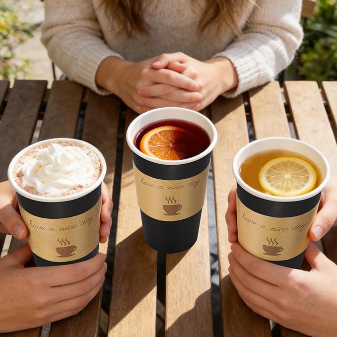 BYSNOW 20 oz 50 pack Disposable Paper Coffee Cups - Image 7