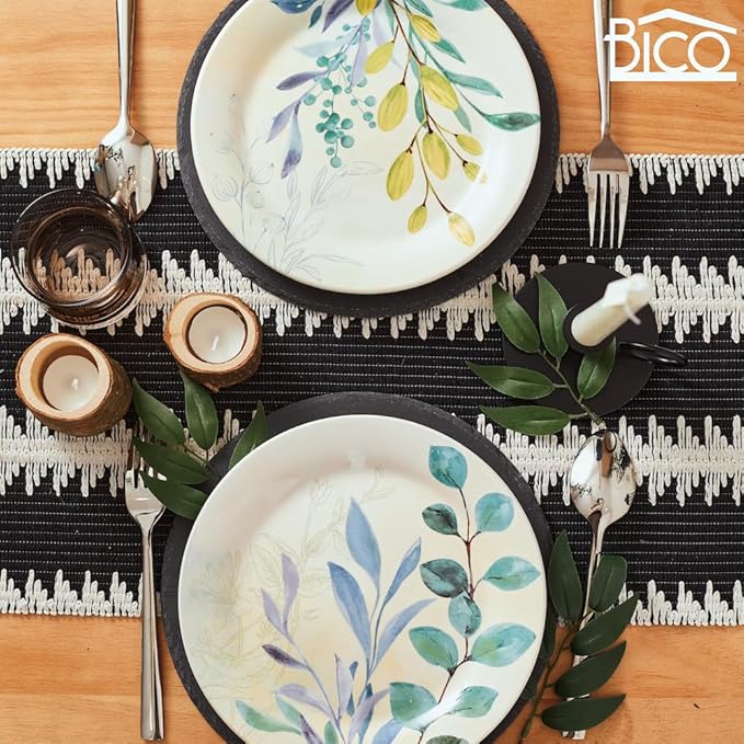 Bico Botanical Valley Salad Plates Set of 4, 8.75 Inch Ceramic Dessert Plates - Image 6