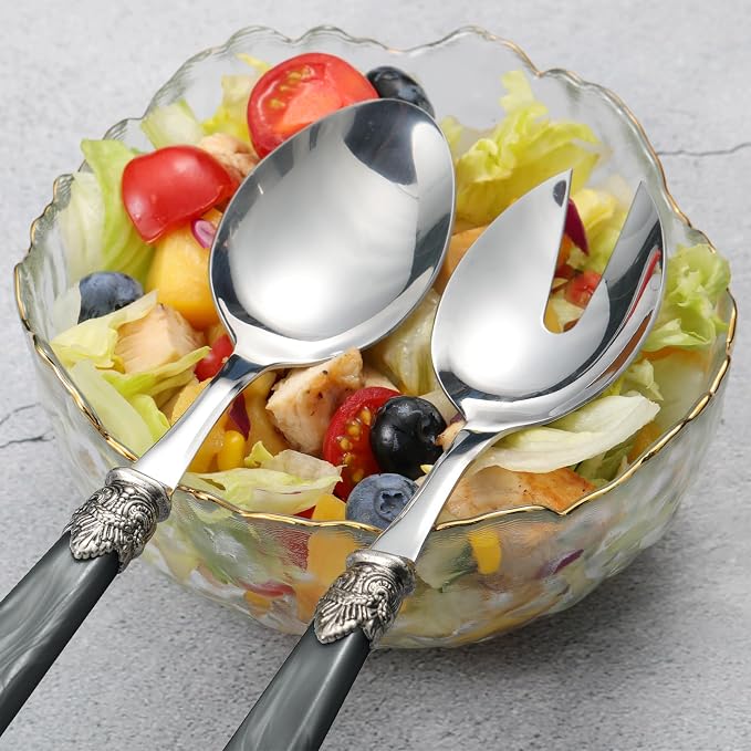 2-piece Salad Servers Stainless Steel Salad Serving Set Salad Fork and Spoon - Image 6