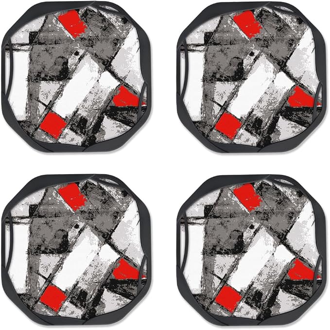 UMIRRO Absorbent Felt & Silicone Drink Coasters Set of 4, Modern Abstract - Image 7