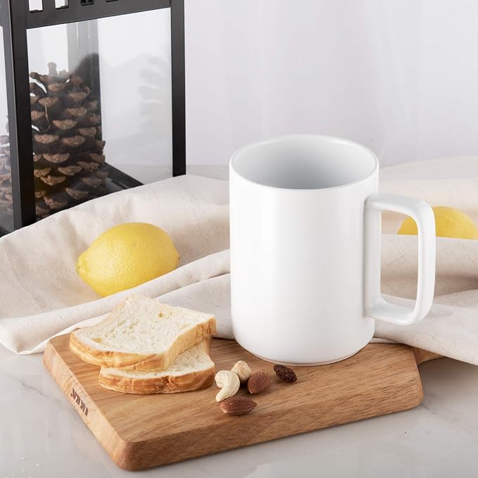 E-liu Large 15 Ounces Porcelain Coffee Mug Tea Mugs Set of 6 | Cups - Image 8