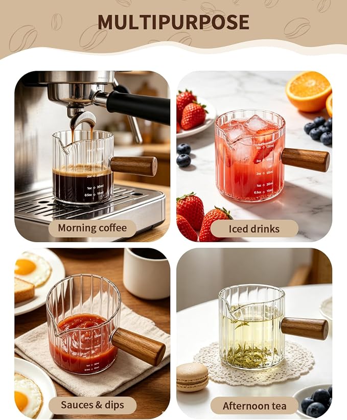 2 Pack Espresso Measuring Cups, 4oz Borosilicate Glass Espresso Shot Glasses - Image 7