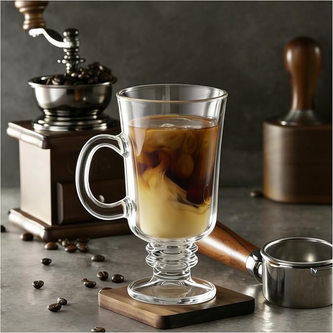 Set Of 6 Irish Coffee Mugs - 8oz Irish Coffee Glasses - Clear Mugs - Image 7