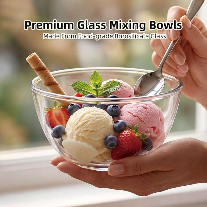 3-Pack Glass Cereal Bowls, 15 oz Clear Glass Bowls - Image 7