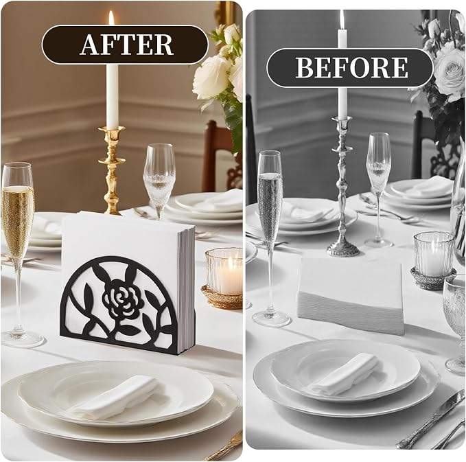 Epicano Napkin Holder for Table, Metal Rose Standing Napkin Holderfor Kitchen - Image 7