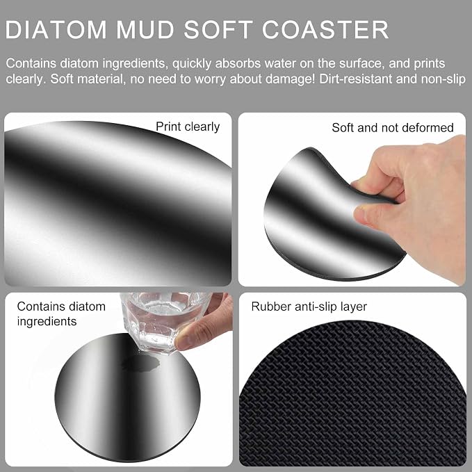 Ombre Black Coasters Set of 4, Modern Minimalist Geometric Gradient Color - Image 9