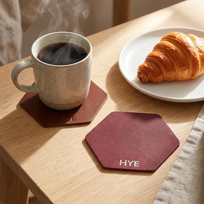 Northwind Personalized Full Grain Leather Coasters Set of 4 | Made in USA - Image 9