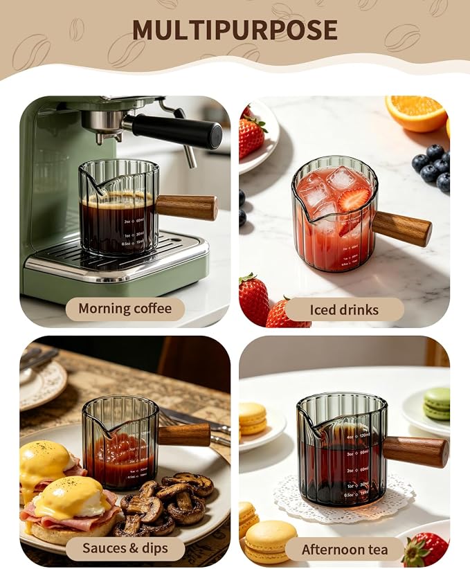 2 Pack Espresso Measuring Cups, 4oz Borosilicate Glass Espresso Shot Glasses - Image 7