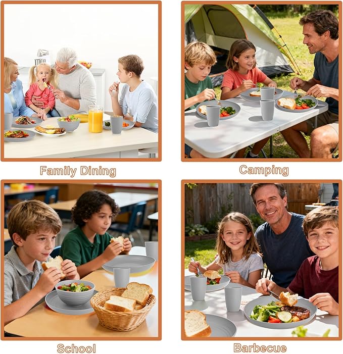 Wheat Straw Dinnerware Sets, Dishwasher & Microwave Safe Kids Plates and Bowls - Image 9