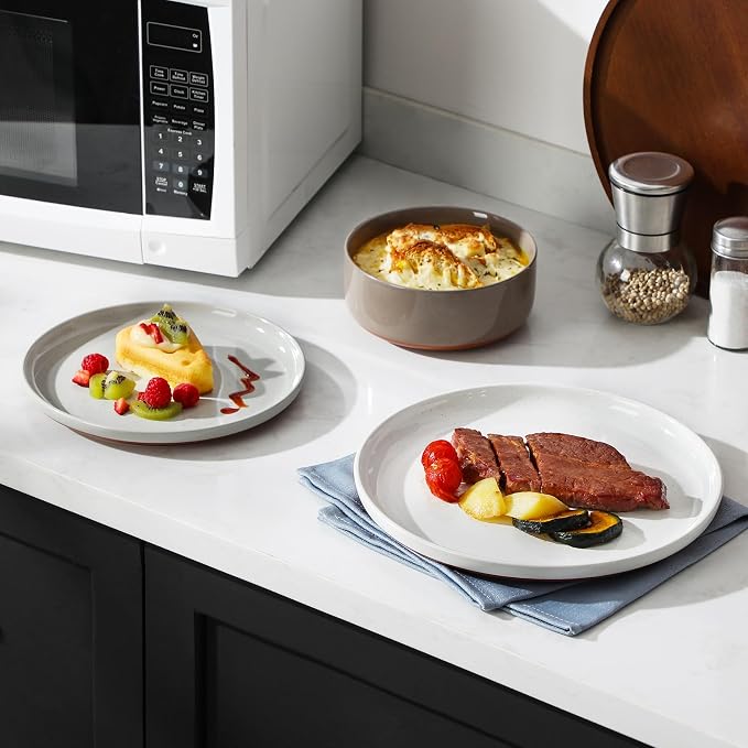 MALACASA Plates and Bowls Sets, 12 Pieces Modern Stoneware Dinnerware Set - Image 9