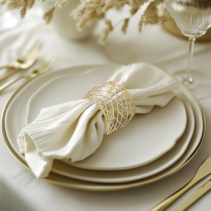 Gold Napkin Rings, Thanksgiving Christmas Napkin Rings Set of 12, Nickel-Plated - Image 6