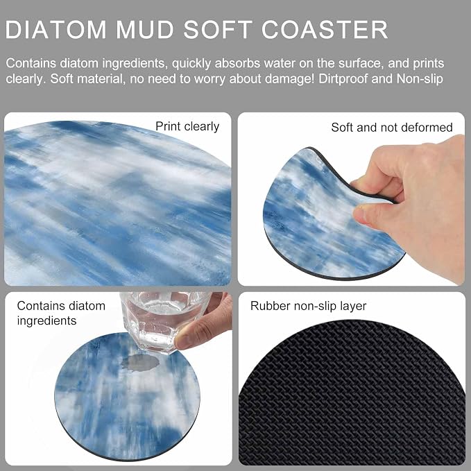 Abstract Blue Coasters Set of 2, Absorbent Coasters - Image 9