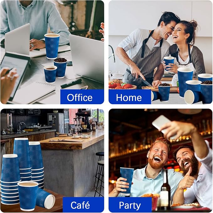 Lamosi 500 Count 12 oz Insulated Disposable Paper Coffee Cups Bulk No Lids | - Image 6