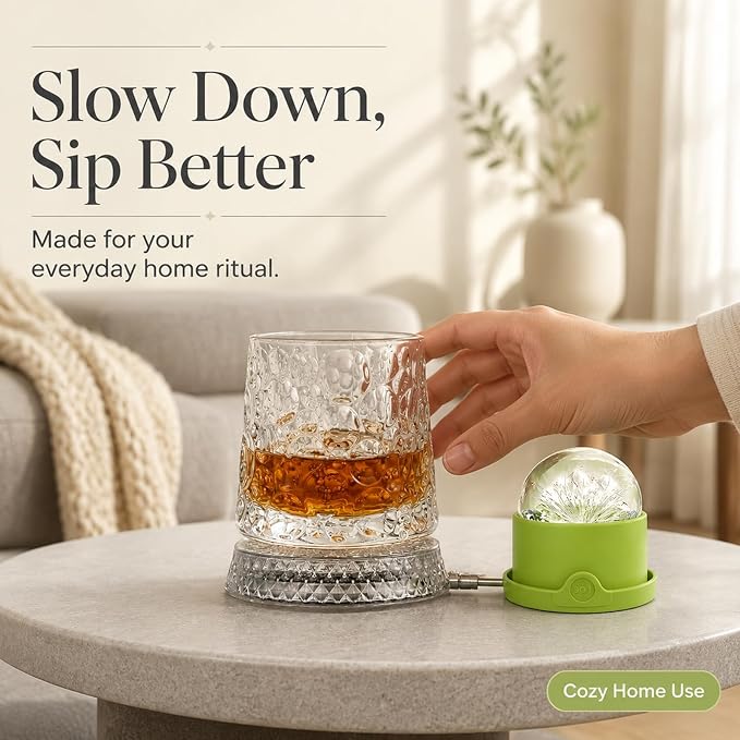 360° Rotating Whiskey Glasses Set of 2, Vintage Crystal Tumblers - Image 6
