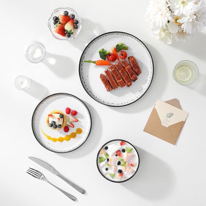 vancasso PLAYA Plates and Bowls Sets, 18 Pieces Beige Dinnerware Sets - Image 7