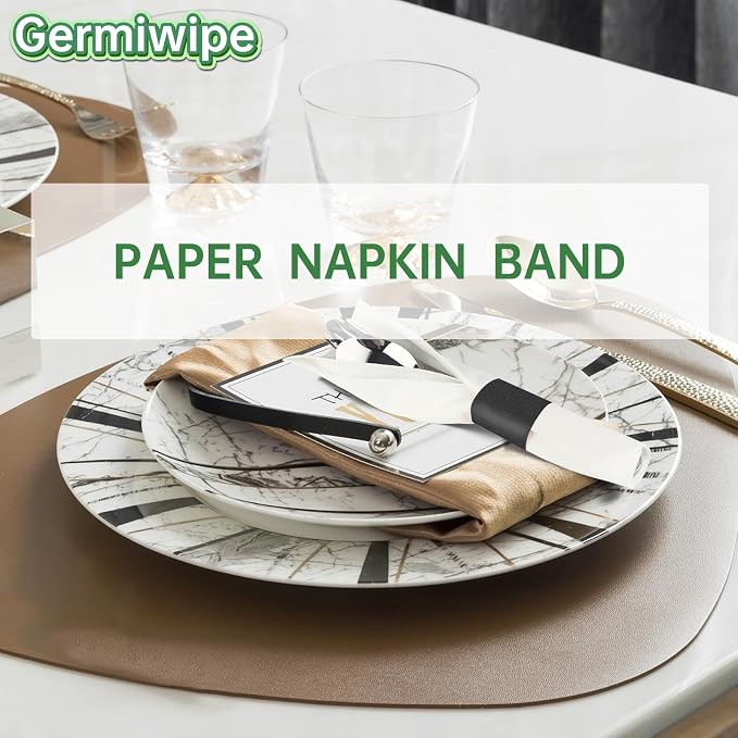 Germiwipe 500 Pcs Napkin Bands, Paper Napkin Rings Self-Adhesive, | Silverware - Image 7