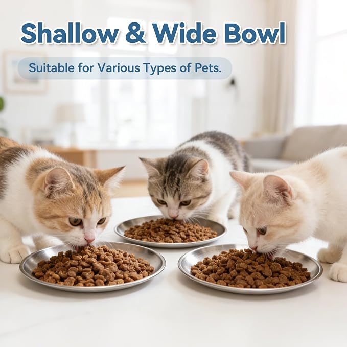 8 Pack Stainless Steel Cat Food Bowls, Cat Dishes Shallow Whisker-Friendly - Image 7