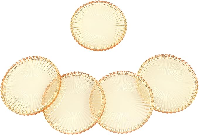 Modern Clear Coaster Set of 5- Amber Glass for Drinks Crystal Coasters Round Cup Coasters Coffee Table Decor for Office, Kitchen, Bar, Dining Room, Living Room,Used as a Candle Holder. (Amber)