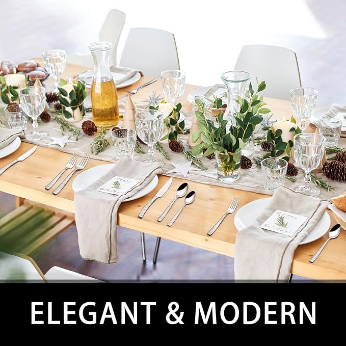 49-Piece Hammered Silverware Set - Image 6