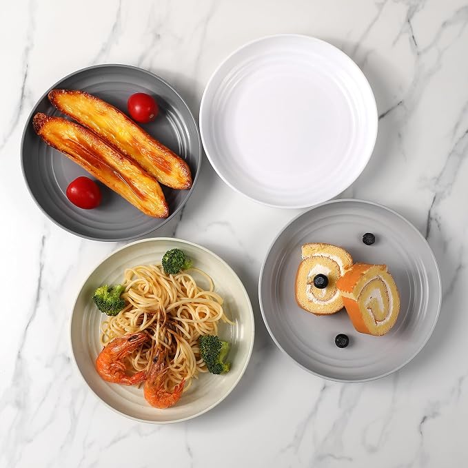 HEYCOME 12 Pcs Unbreakable Deep Dessert Plates Set, 8 inch Reusable Plastic - Image 7