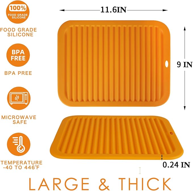 Silicone Trivets for Hot Pots and Pans, 9 * 12" Orange Silicone Hot Pads Pot - Image 6