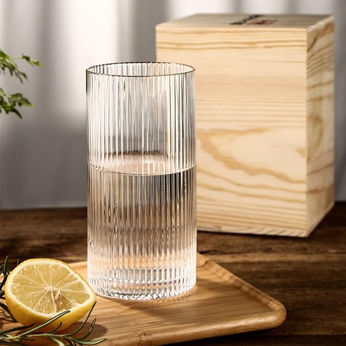 INSETLAN Glass Cups Vintage Glassware Set of 4 Small, Origami Style Transparent - Image 7