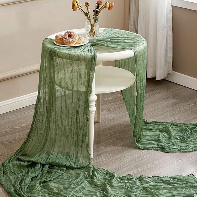 6Pack Sage Green Cheesecloth Table Runner 17x108inch Sheer Table Runner | Sage - Image 8
