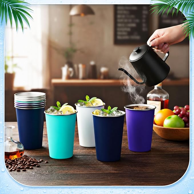Mimorou 4 Pack Stainless Steel Pint Cups Metal Cups Unbreakable Drinking Water - Image 7