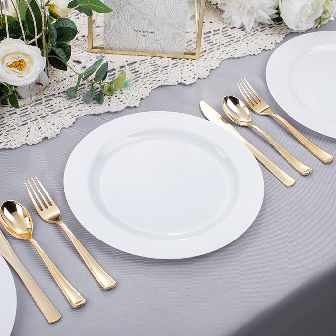 bUCLA 30PCS White Plastic Dinner Plates Disposable - Image 6