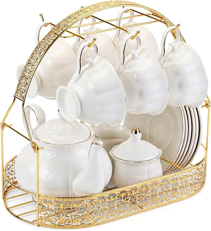 CHENP.HMC Tea Set 22-Piece Porcelain Ceramic Coffee | Tea Gift Sets Cups Saucer - Image 7
