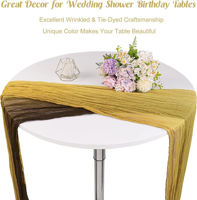 10Ft Cheesecloth Table Runner Boho Gauze Rustic Tie-Dye Long Vintage Romantic - Image 7