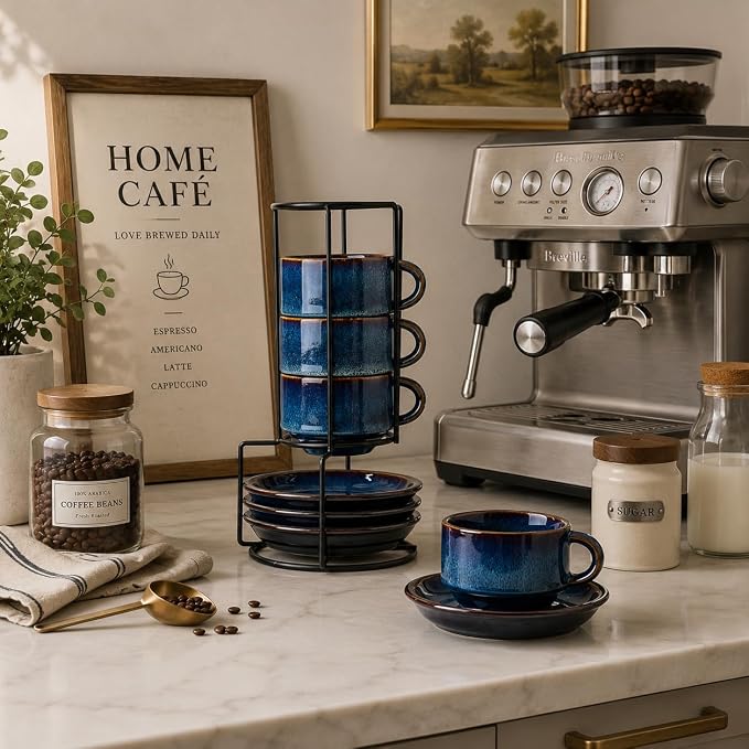 JIEMEI HOME Porcelain Stackable Cappuccino Cups - Image 8