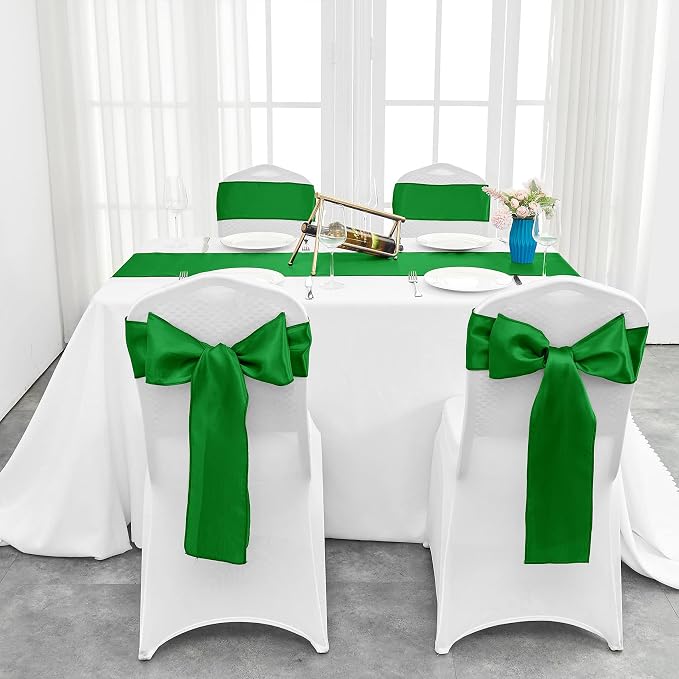 10-Pack Emerald Green Satin Table Runner 12 x 108 Inch Long Bright and Smooth - Image 8