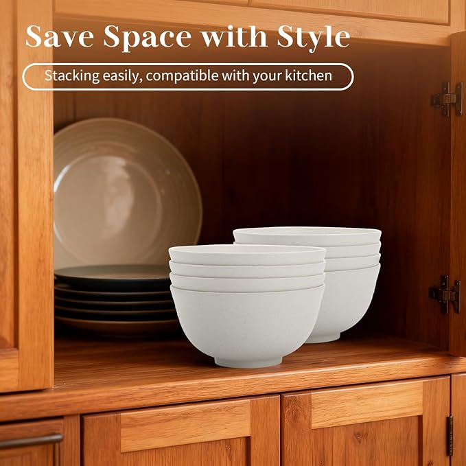 Wheat Straw Bowl 26 OZ, Unbreakable Ramen Bowls Set of 8, Alternatives to - Image 7